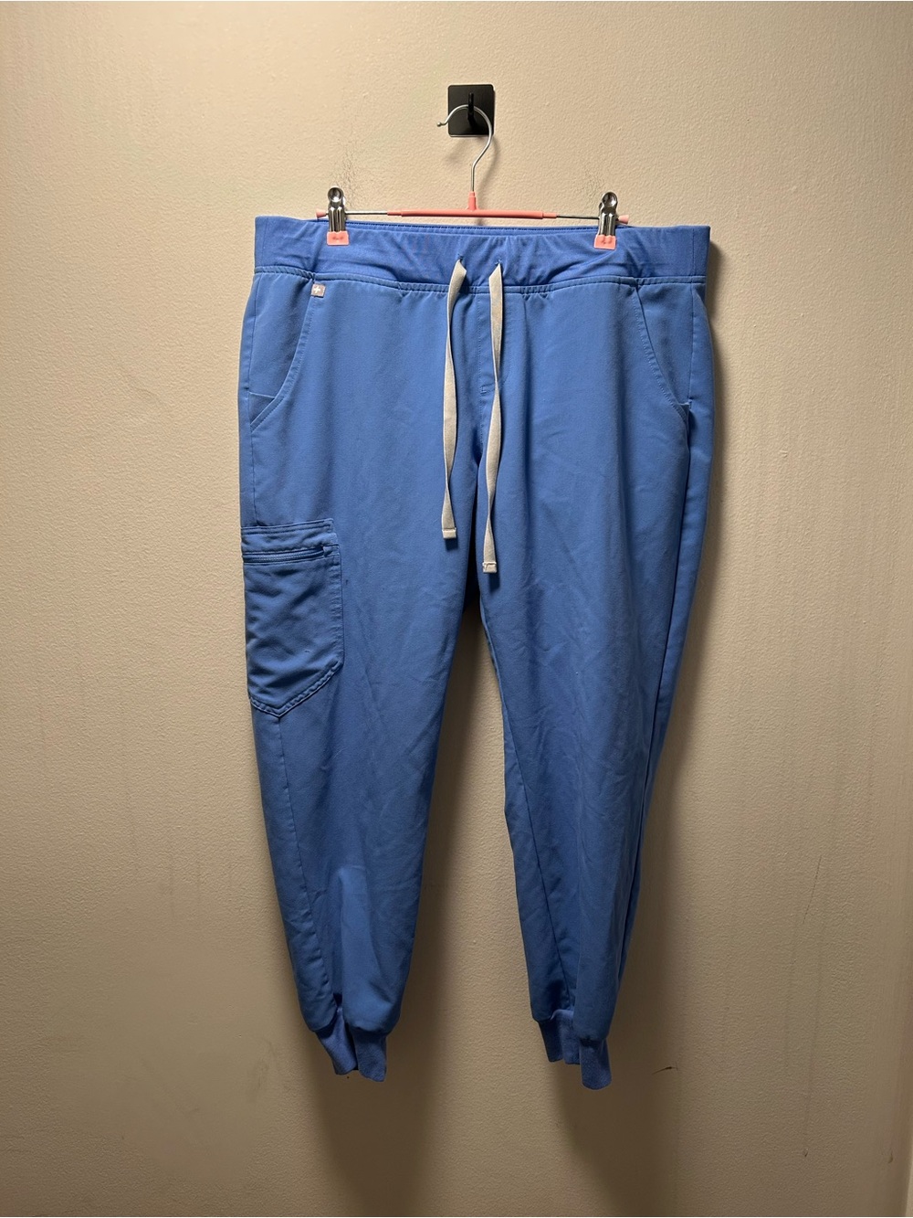 Figs Sky Blue Drawstring Cargo Joggers with Elastic Cuffs